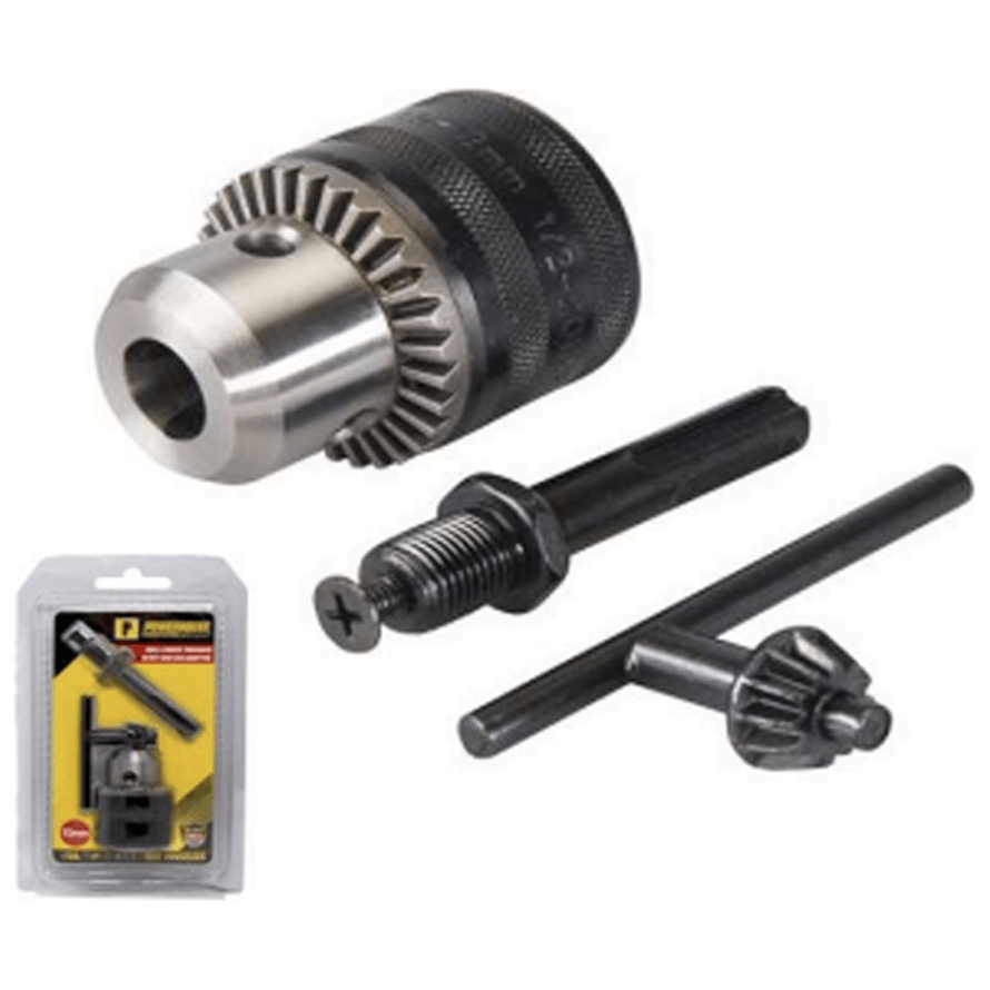 Powerhouse Drill Chuck Threaded w/ Key & SDS Adaptor - KHM Megatools Corp. Powerhouse Drill Chuck Threaded w/ Key & SDS Adaptor - KHM Megatools Corp.